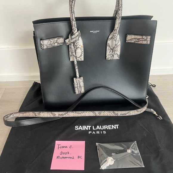 Saint Laurent Handbags - Saint Laurent Small Black Sac De Jour with Python Handles